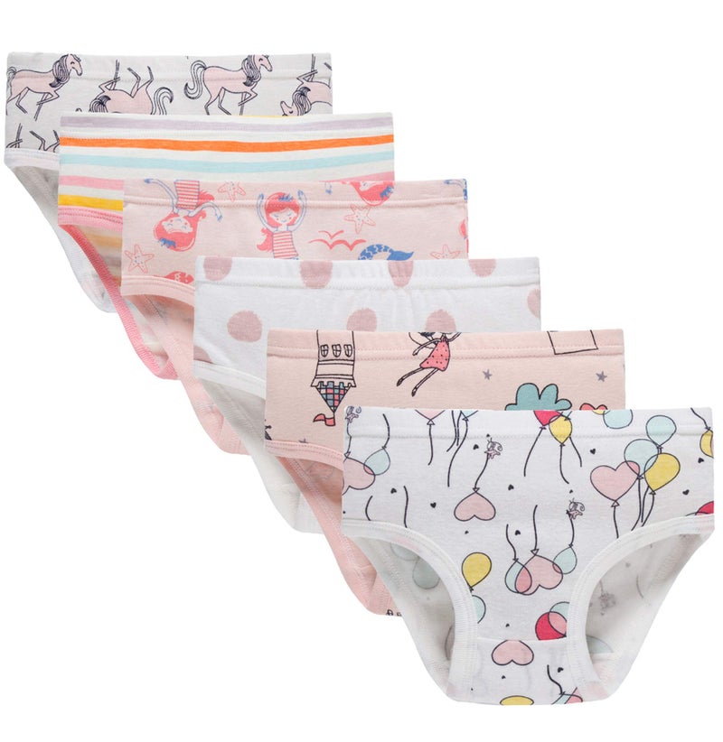Boboking Girls Soft Cotton Panties Little Girls Briefs Toddler Underwear (Pack Of 6) 3T White Light-pink - Image 1